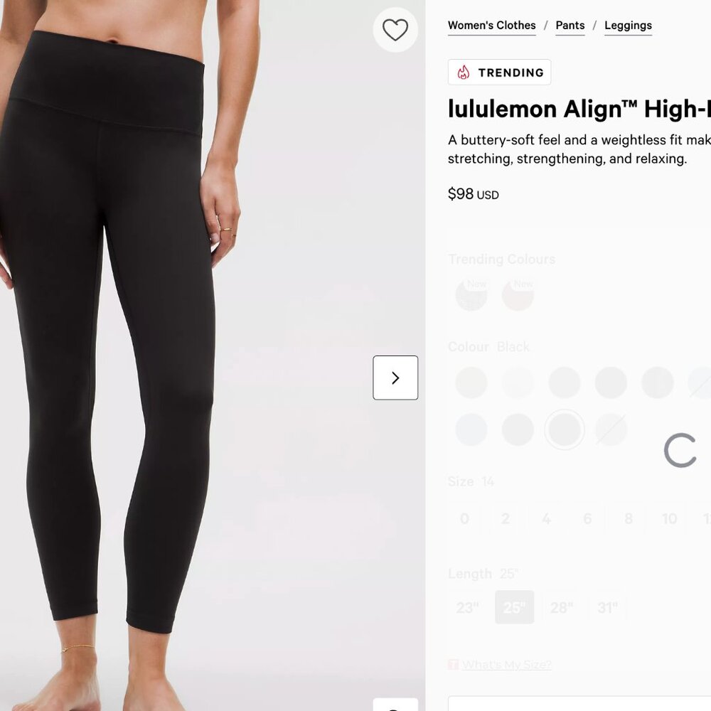 lululemon Align™ High-Rise Pant 25" GREAT condition! black. size 14
